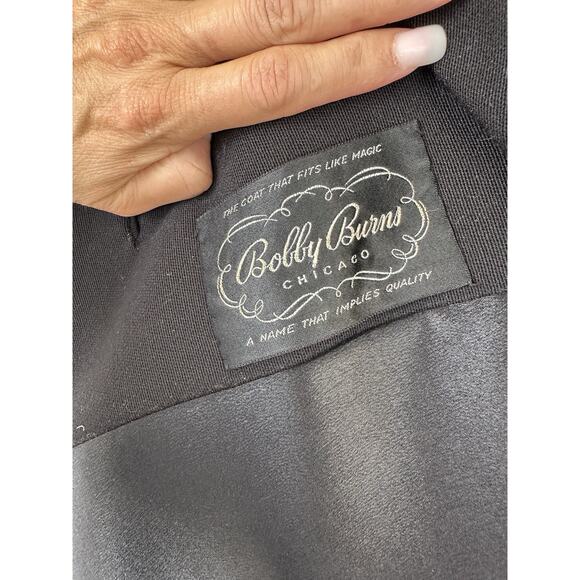 Vintage 50s 60s Long Black Coat 100% Wool Fur Mod Deb Hollywood Glam Retro - Picture 12 of 13